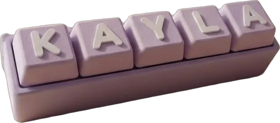 KAYLA. Keycap Lavender Fizz, huruf White, dudukan Lavender Fizz.