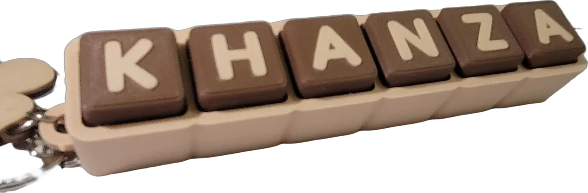 KHANZA. Keycap Earth Brown, huruf Beige, dudukan Beige.
